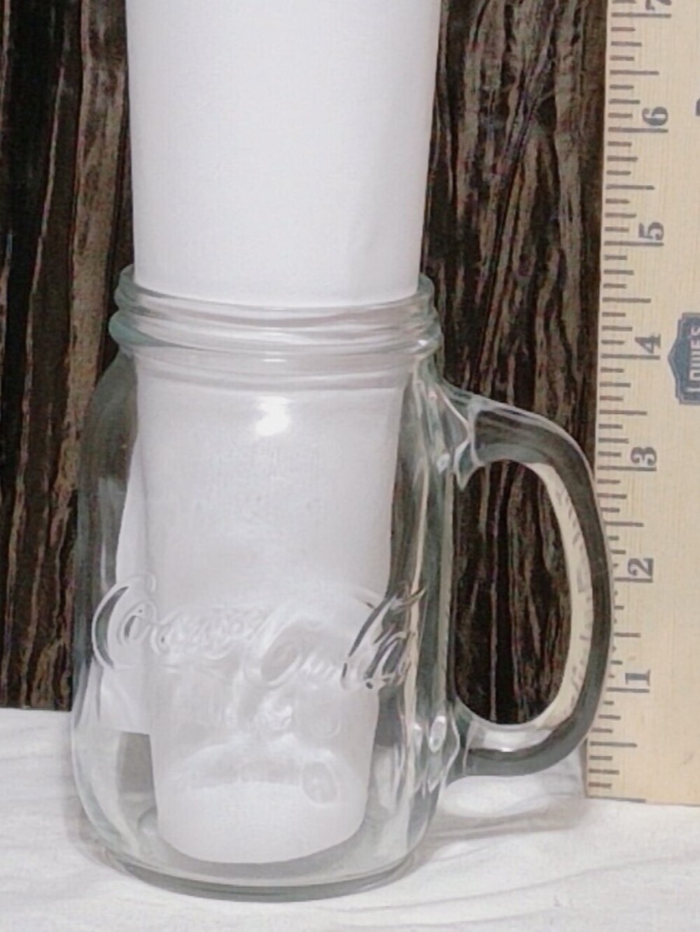 Vintage Coca-Cola Glass Mason Jar Mug with Handle